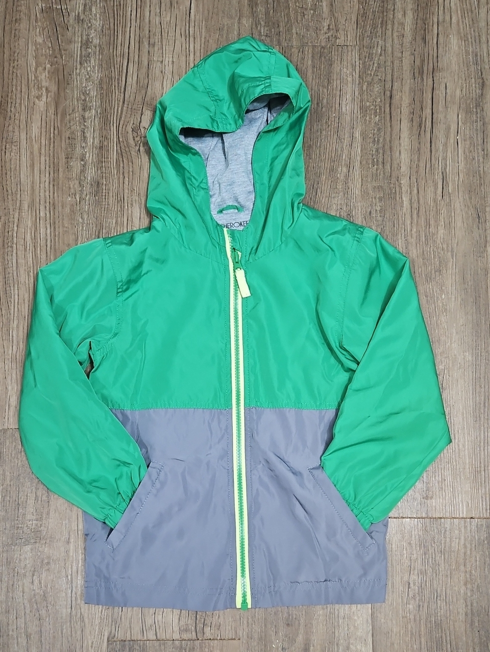 Cherokee Kids Colorblock Windbreaker Jacket , Hooded Sporty Rain Coat, Size 5T